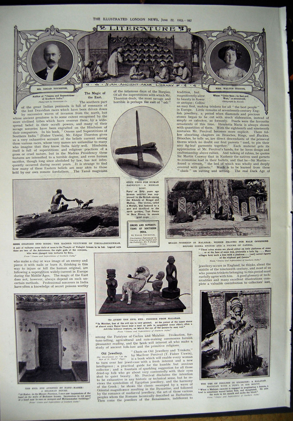 Old Antique Print 1912 Men King'S Honours Brahman House Malayan Magician 20th