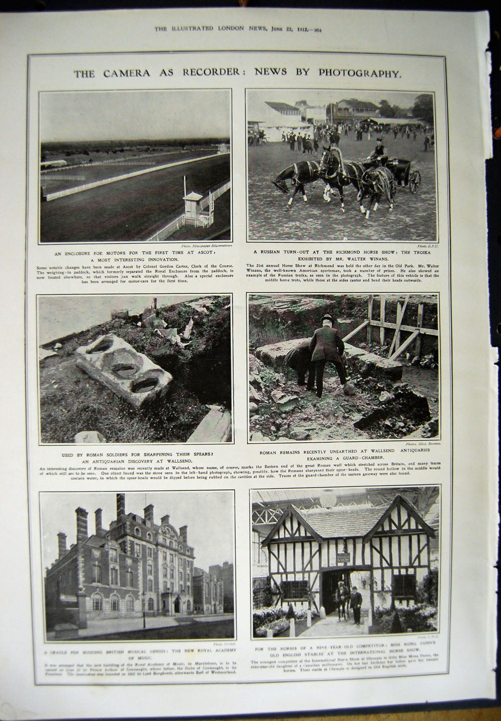 Old Antique Print 1912 King Harrow Theatre George Chapel Horse Show Dunn 20th