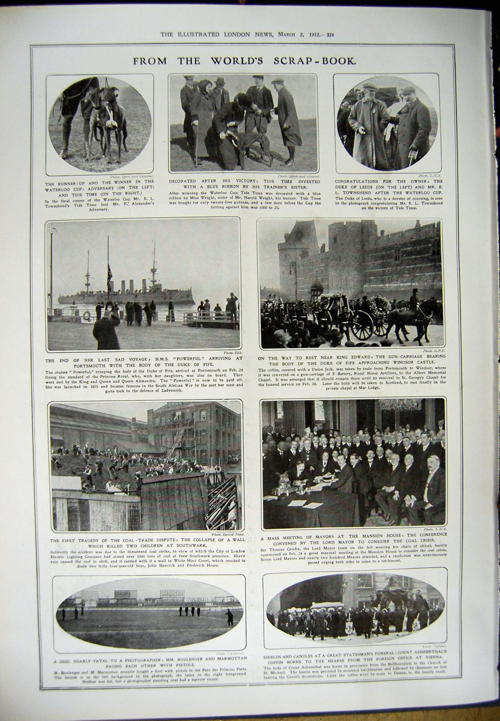 Original Old Antique Print 1912 Coal Strike Wales Colliery Southwark Boulenger