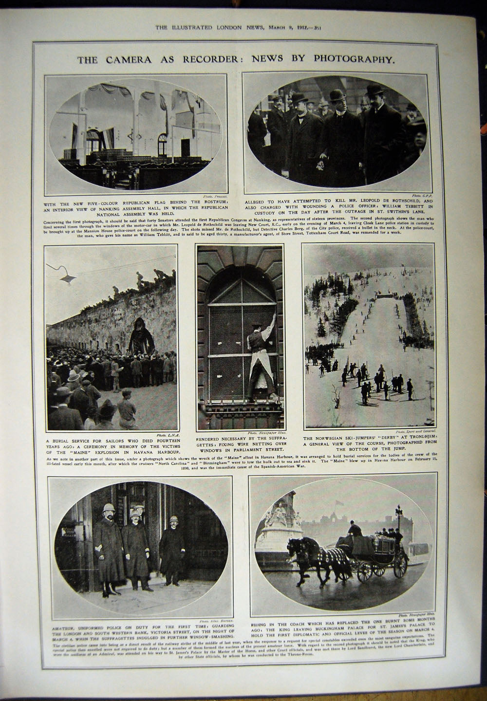 Old Antique Print 1912 London Council Palace Westminster Parliament Flag 20th