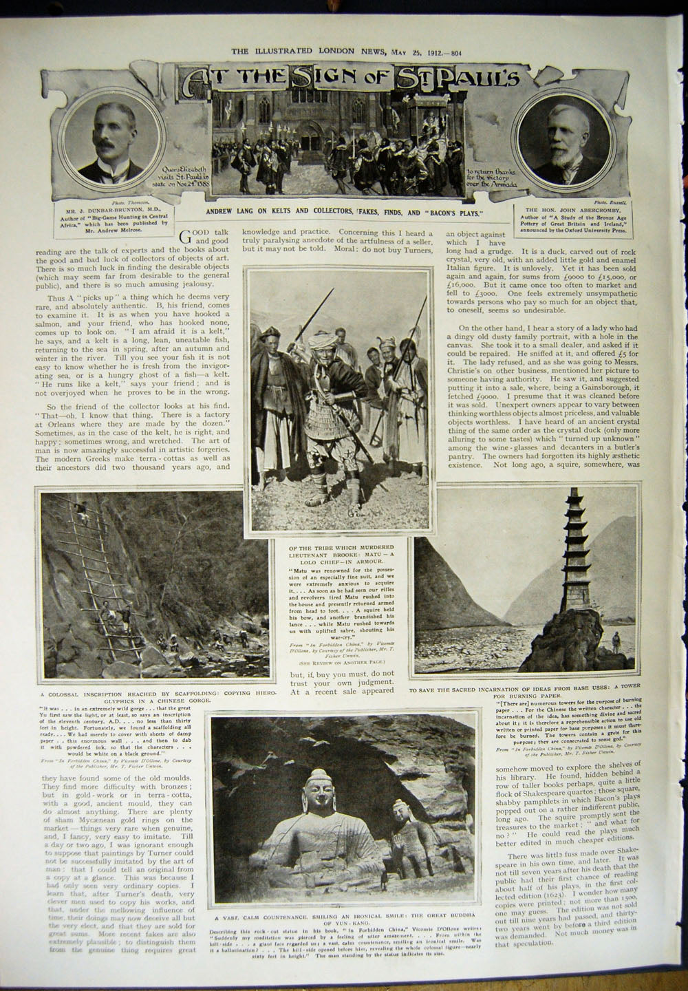 Antique Old Print 1912 Horticultural Exhibition Balloon Buddha Matu Chief 20th