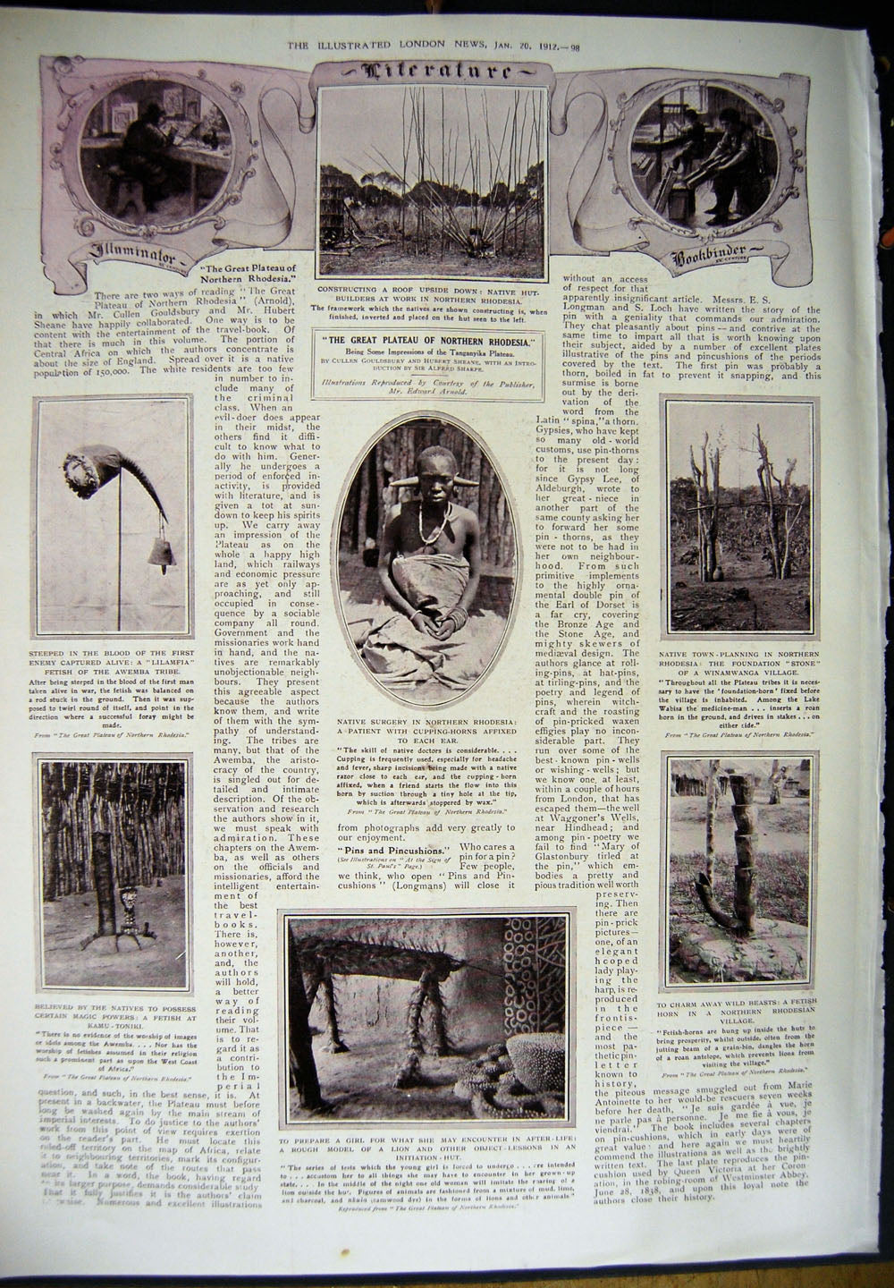 Original Old Antique Print 1912 Washing Elephants Calcutta Rhodesia Winamwanga