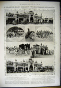 Antique Old Print 1912 Elephant Dasahra Calcutta Hathi Pegeant Procession 20th