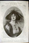 Original Old Antique Print 1912 Portrait Bella Donna Patrick Campbell Theatre