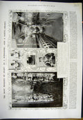 Old Antique Print 1912 Submarine Motor Room Navy Sailor Torpedo Oxylithe 20th
