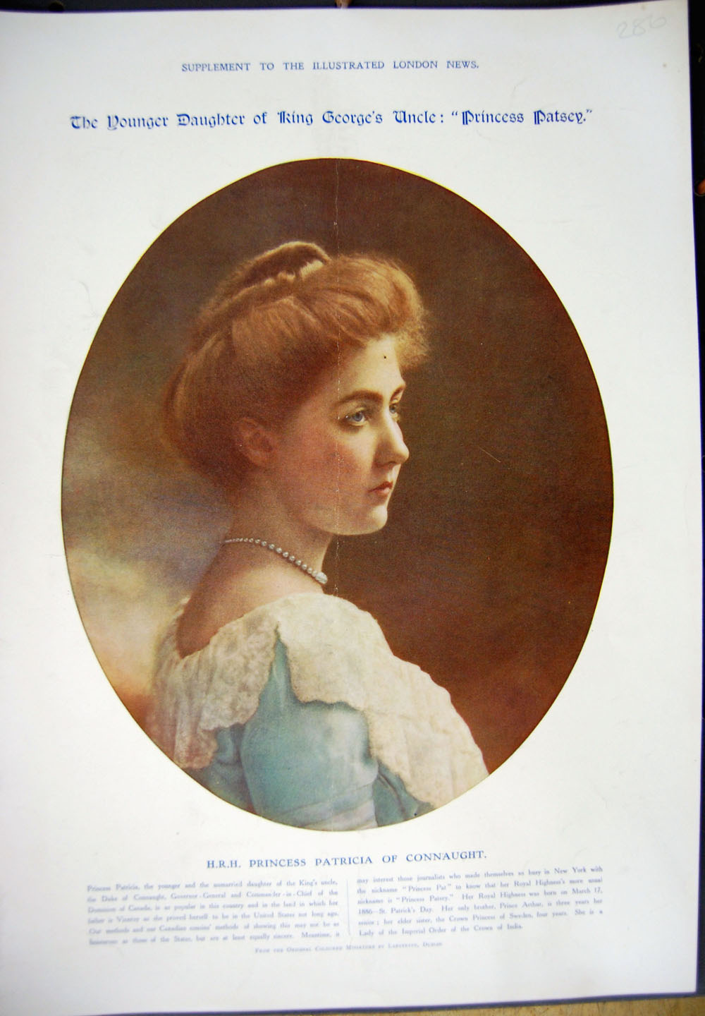 Old Antique Print 1912 Colour Portrait H.R.H Princess Patricia Connaught 20th