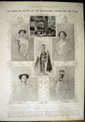 Original Old Antique Print 1912 Coronation King George Queen Mary Royal Acadmey