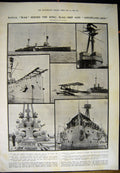 Original Old Antique Print 1912 Naval War Ships Neptune Aeroplane-Ship Hibernia