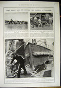 Old Antique Print 1912 Life-Boat Wickerwork Batavier War Hunting Potsdam 20th