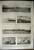 Original Old Antique Print 1912 Wars Ships Kiel Harbour Japanese Kongo Perseus
