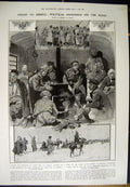 Old Antique Print 1912 Prisoners Siberia Marching Natives Money Horse War 20th