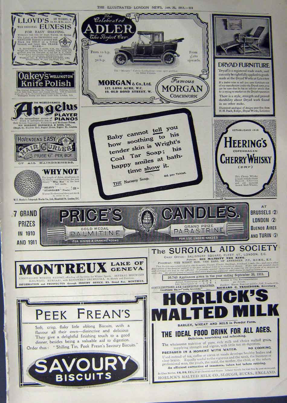 Old Antique Print 1912 Advertisement Peek Frean'S Whisky Candles Morgan 20th