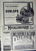 Original Old Antique Print 1912 Advertisement Dunlop Tyres Purgen Metallurgique