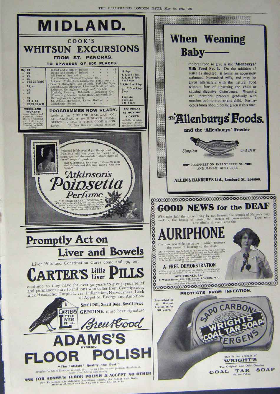 Old Antique Print 1912 Advertisement Wright'S Soap Allenbury Polish Pills 20th