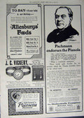 Old Antique Print 1912 Advertisement Allenbury'S Perfume Vickery Pianola 20th