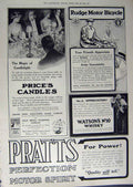 Old Antique Print 1912 Advertisement Motor Bicycle Pratts Price Candles 20th
