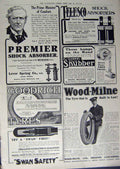 Original Old Antique Print 1912 Advertisement Shock Absorber Car Tyres Swan Pen
