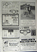 Original Old Antique Print 1912 Advertisement Watch Horlicks Whisky Jewellers