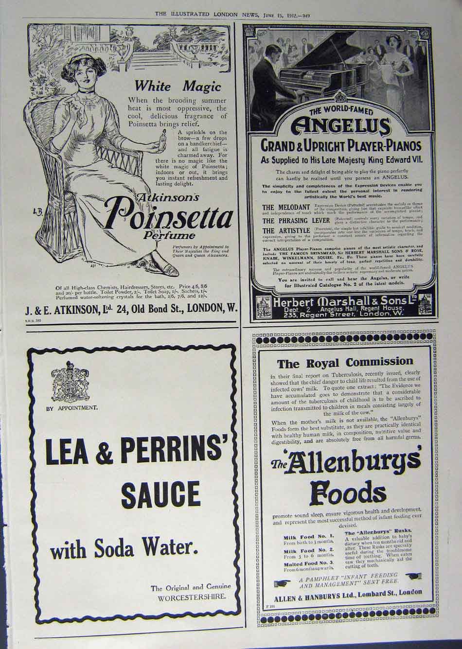 Old Antique Print 1912 Advertisement Junora Wright'S Allenburys Perrins 20th