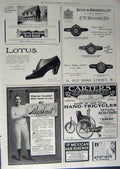 Original Old Antique Print 1912 Advertisement Dunlop Tyres Porosknit Tricycles