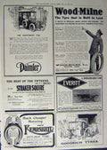Antique Old Print 1912Advertisement Dunlop Tyres Daimler Goodrich Everitt 20th