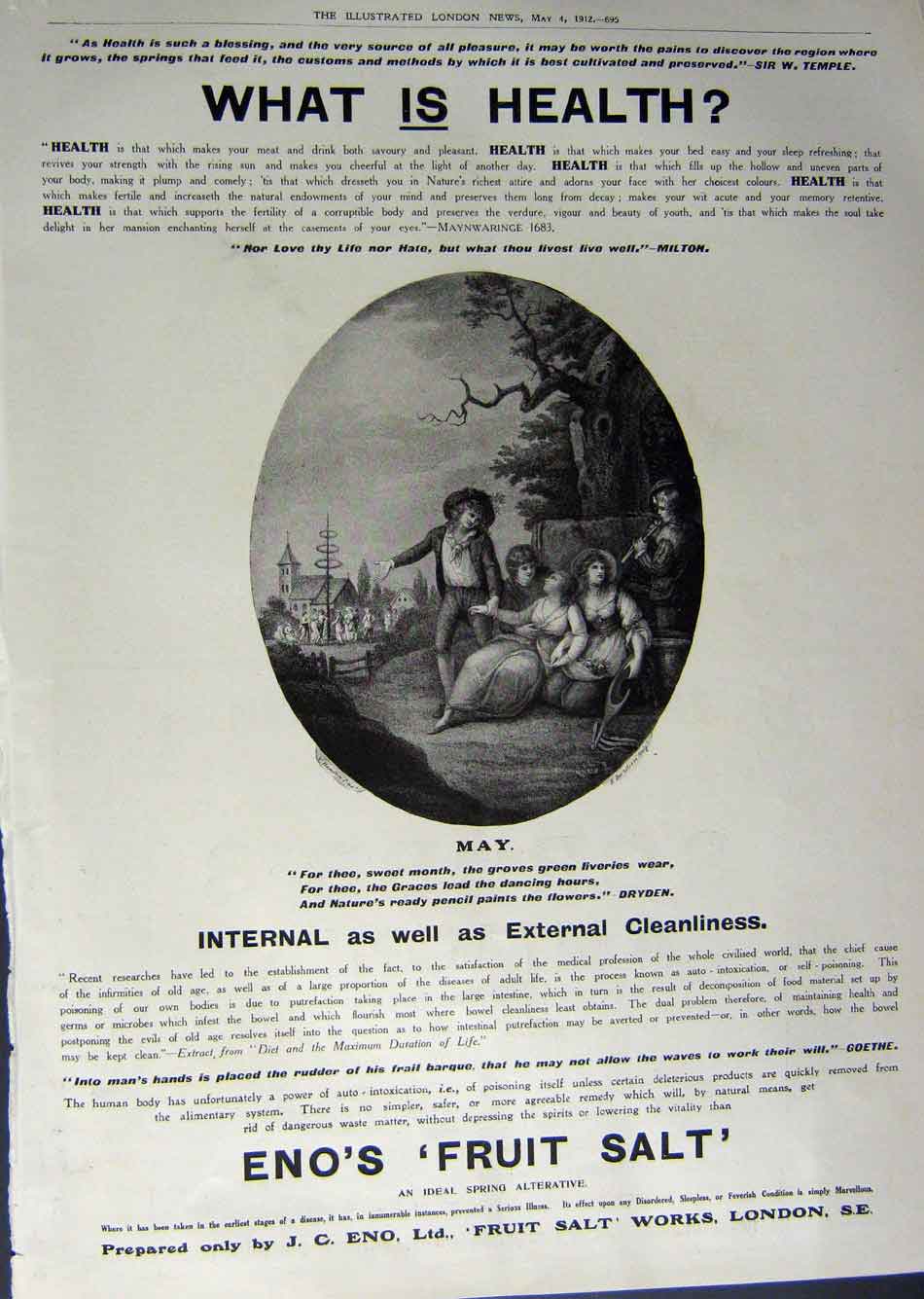 Old Antique Print 1912 Advertisement Scrubb'S Ammonia Eno'S Fruit Salt 20th