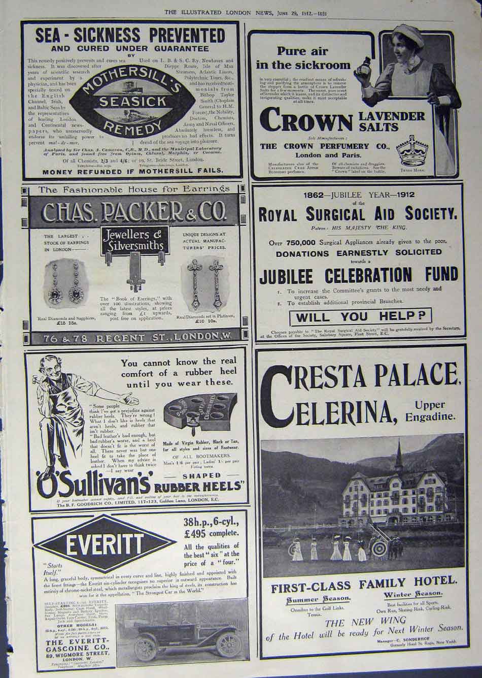 Old Antique Print 1912 Advertisement Wolseley Autocars Elerina Everitt 20th