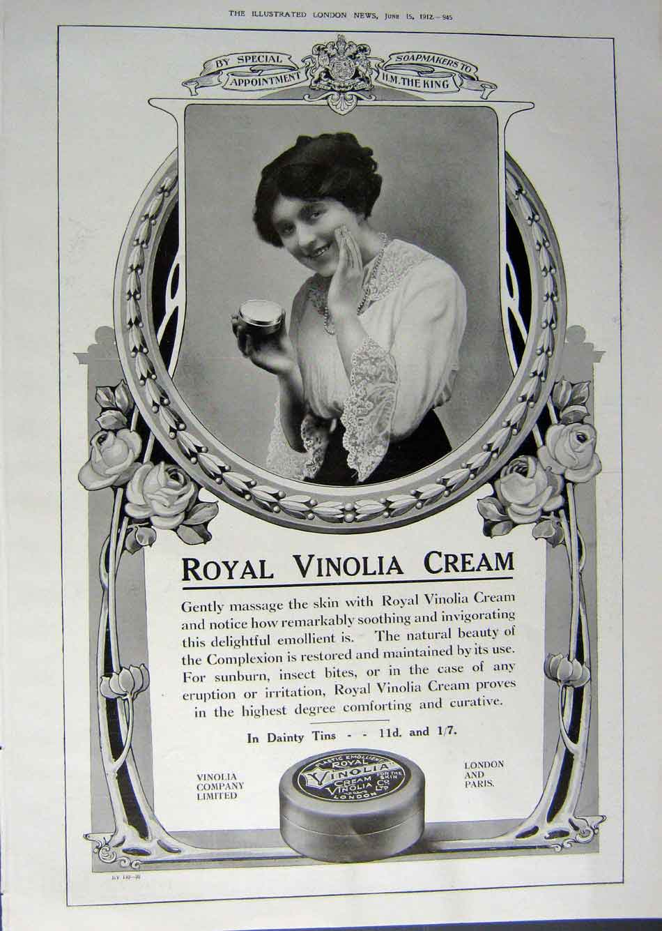 Antique Old Print 1912 Advertisement Holiday Scotland Royal Vinolia Cream 20th