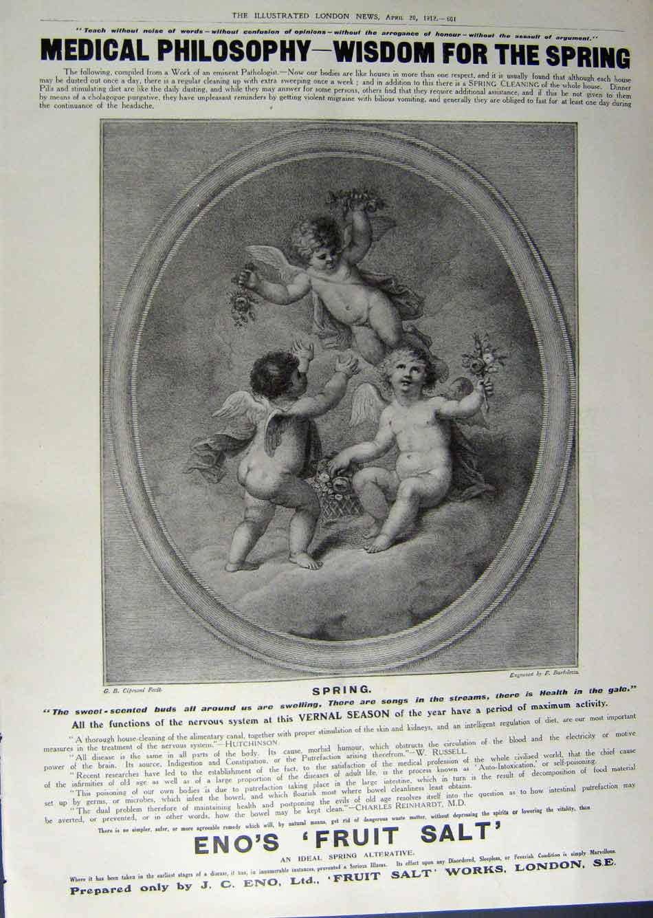Old Antique Print 1912 Advertisement Maples Furniture Eno'S Fruit Salt 20th
