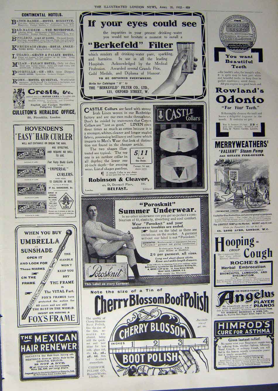 Original Old Antique Print 1912 Advertisement Cigarettes Boot Polish Underwear