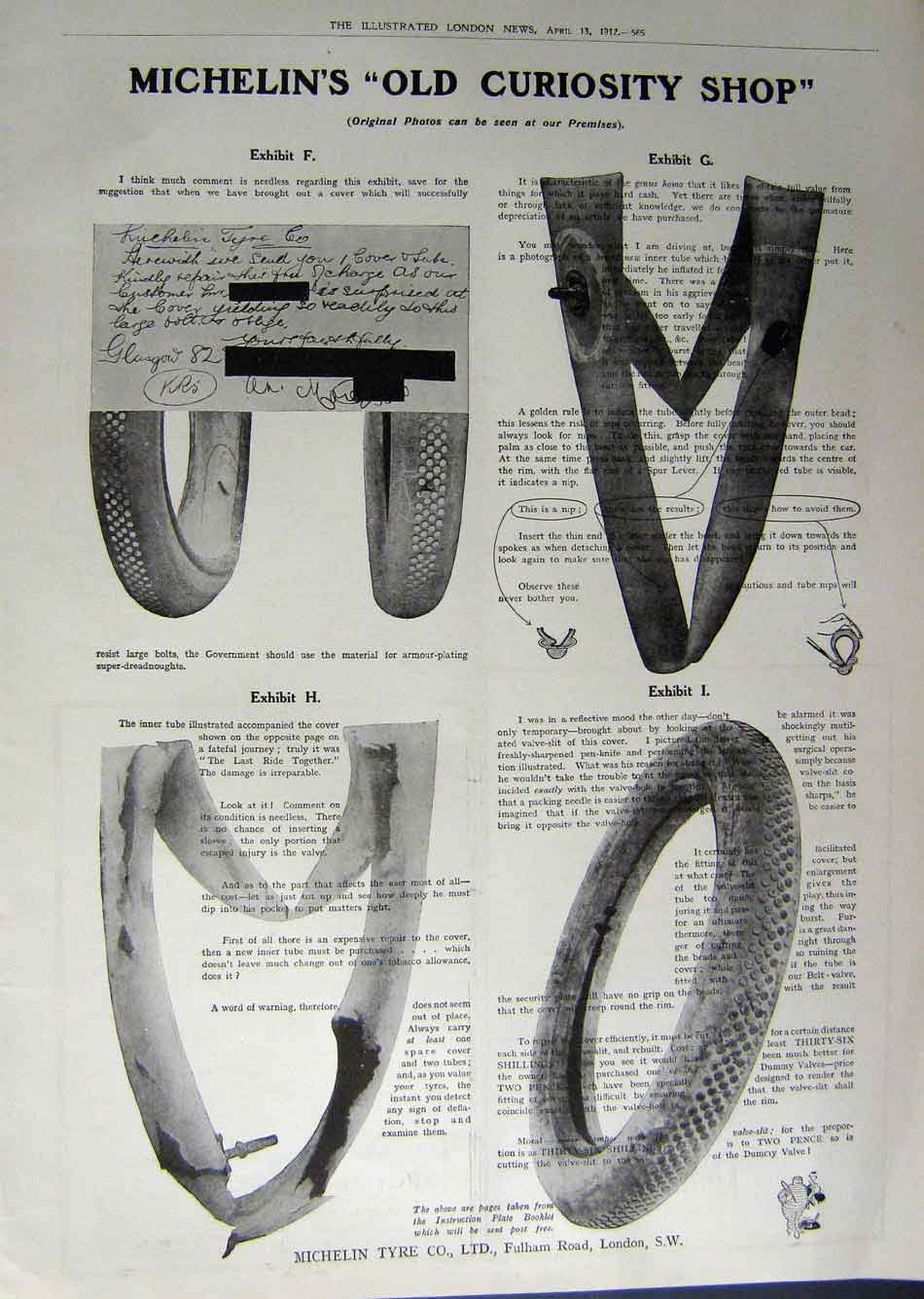 Antique Old Print 1912 Advertisement Whisky Horlick'S Michelins Tyres Car 20th