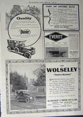 Old Antique Print 1912 Advertisement Tyres Daimler Wolseley Everitt Car 20th