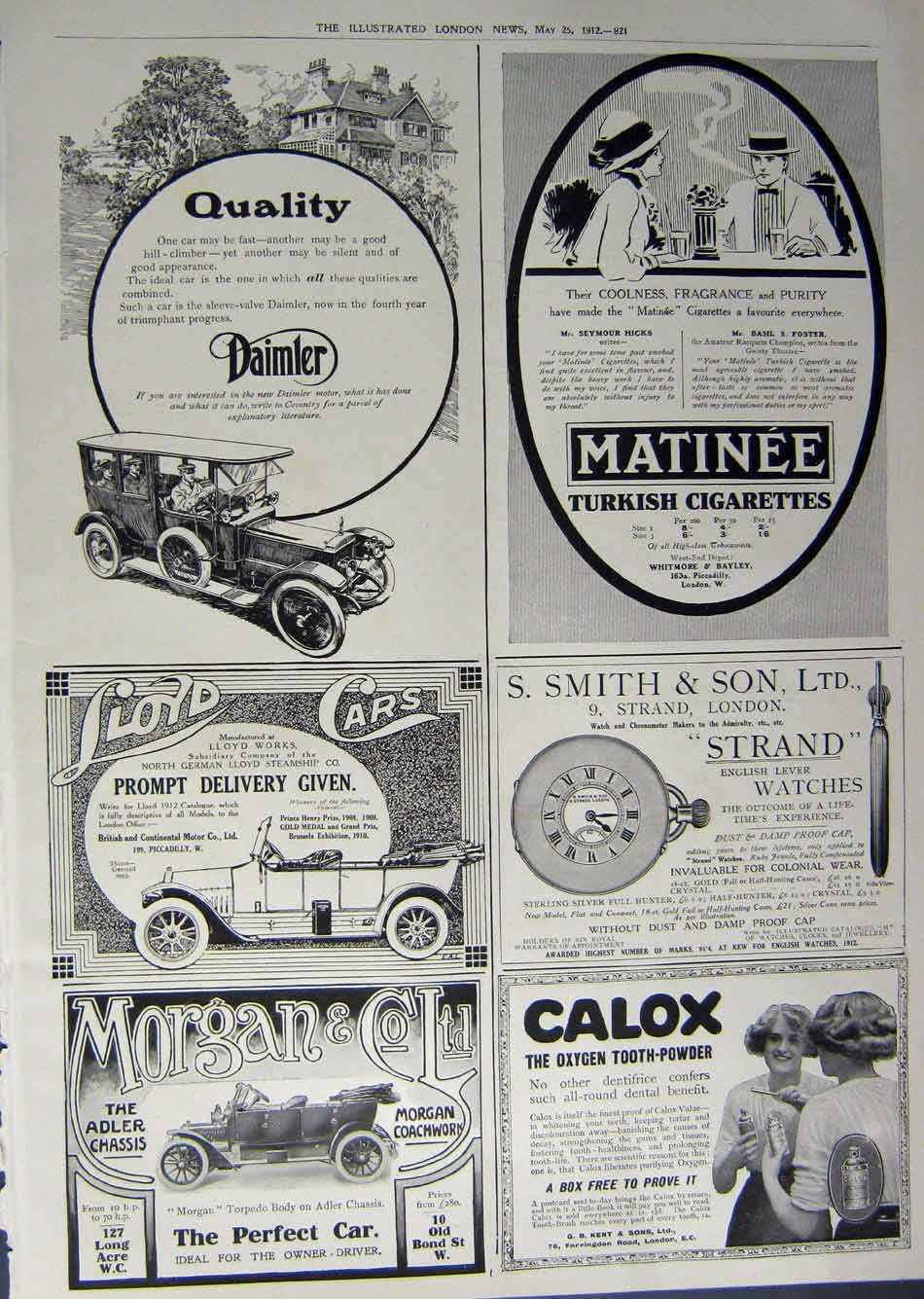 Antique Old Print 1912 Advertisement Tyres Austin Car Carburetter Daimler 20th