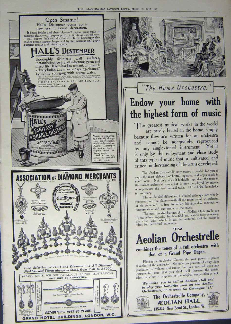 Old Antique Print 1912 Advertisement Lemco Anturic Salt Organ Distemper 20th