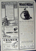 Old Antique Print 1912 Advertisement Dunlop Tyres Goodrich Piano Bicycle 20th