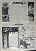 Old Antique Print 1912 Advertisement Tyres Car Antexema Sirolin Watches 20th