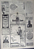 Old Antique Print 1912 Advertisement Car Tyres Beechams Mellins Watches 20th