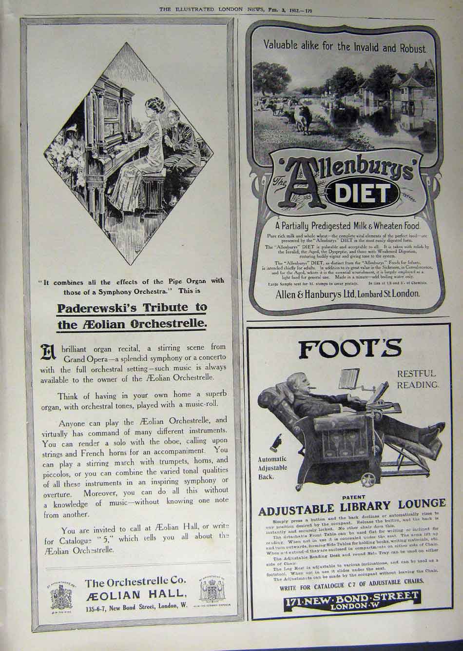 Old Antique Print 1912 Advertisement Ushers Whisky Horlicks Allenburys 20th