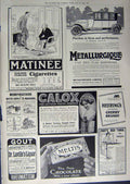 Antique Old Print 1912 Advertisement Car Tyres Cigarettes Chocolate Calox 20th