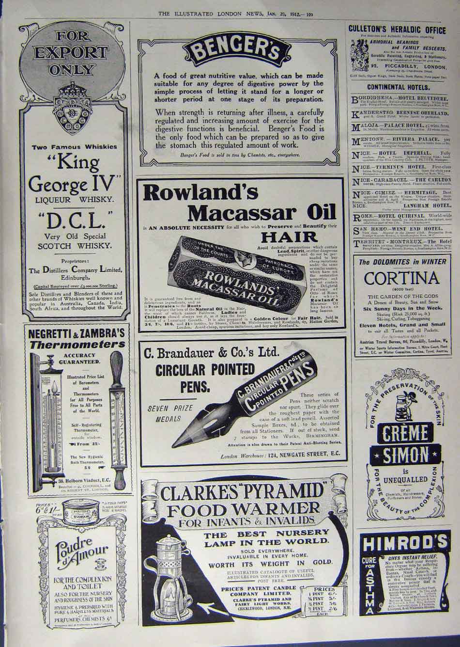 Old Antique Print 1912 Advertisement Tyre Car Rubber Bengers Thermometer 20th