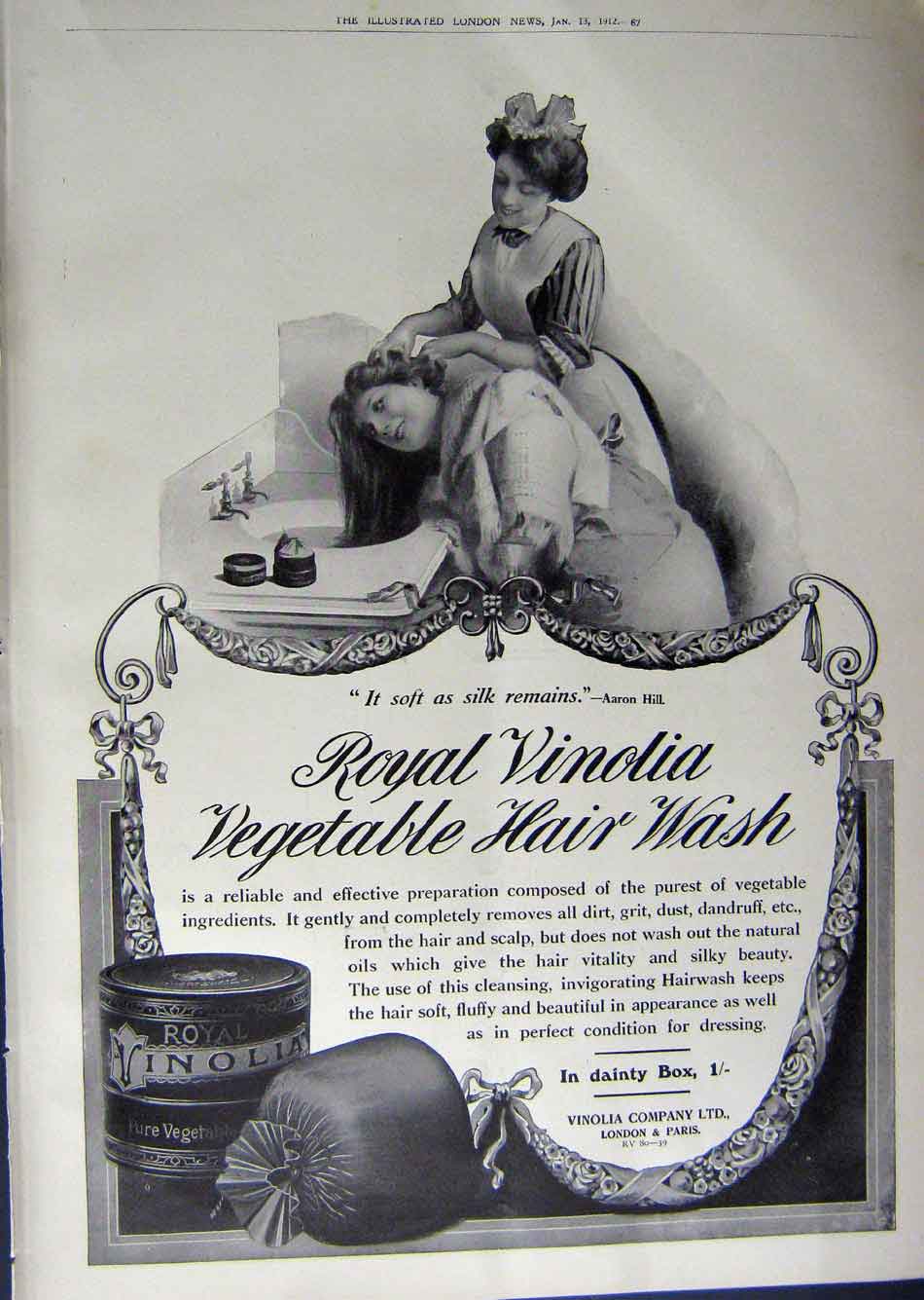 Original Old Antique Print 1912 Advertisement Scrubb Amonia Royal Vinolia Wash