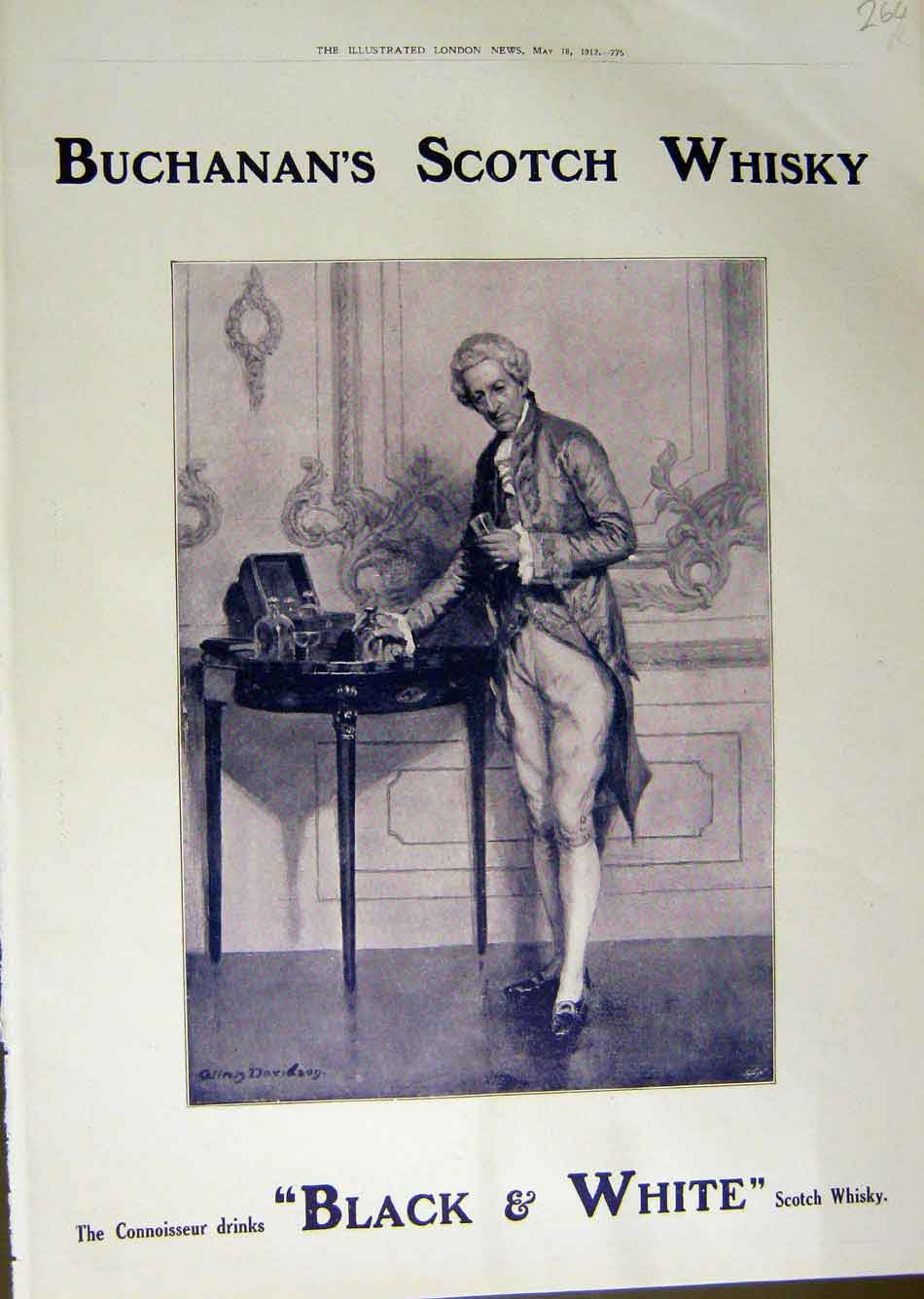 Old Print Ref.952 1912 Advertisement Buchanans Scotch Whisky Black White