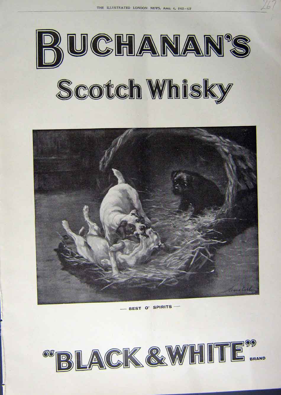 Old Print Ref.954 1912 Advertisement Buchanans Scotch Whisky Black White