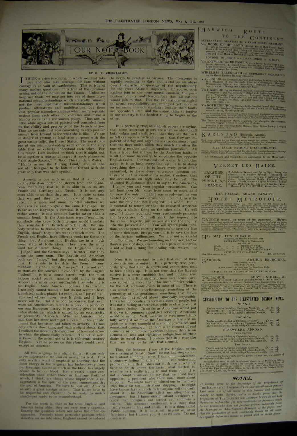 Original Old Antique Print Titanic American Inquiry Ismay Evidence 1912 20th