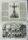 Original Old Antique Print 1867 Theatre Royal Cork Testimonial Alderman Jewish