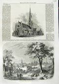 Old Antique Print 1860 Christchurch Cathedral Montreal Bologna Asinelli 19th