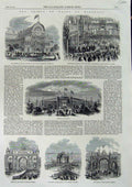 Old Antique Print 1860 Prince Wales Montreal Ball Pavilion Crystal Palace 19th