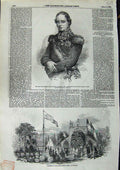 Old Antique Print 1852 General Viscount Hardinge Horticultural Montreal 19th