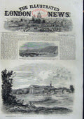 Original Old Antique Print 1860 Niagara Falls Village Rapids Sicily Troops Faro