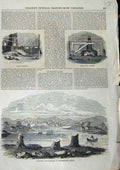 Original Old Antique Print C1850 Lumbering Canada Gleason Furnace Trip Hammer